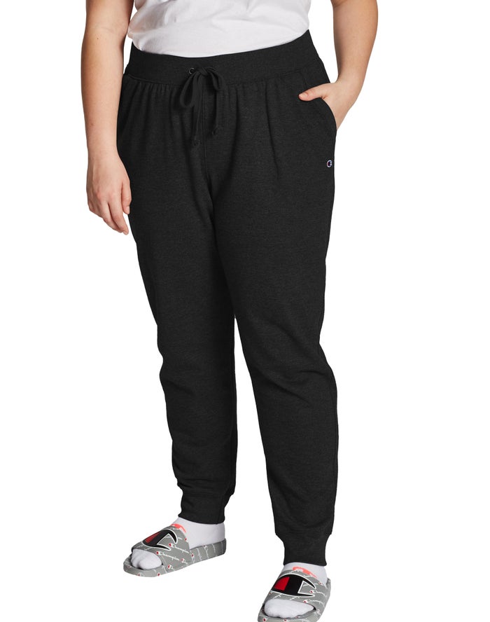 Champion Womens Joggers NZ - Plus Powerblend Fleece Black ( 1583-FYGTE )